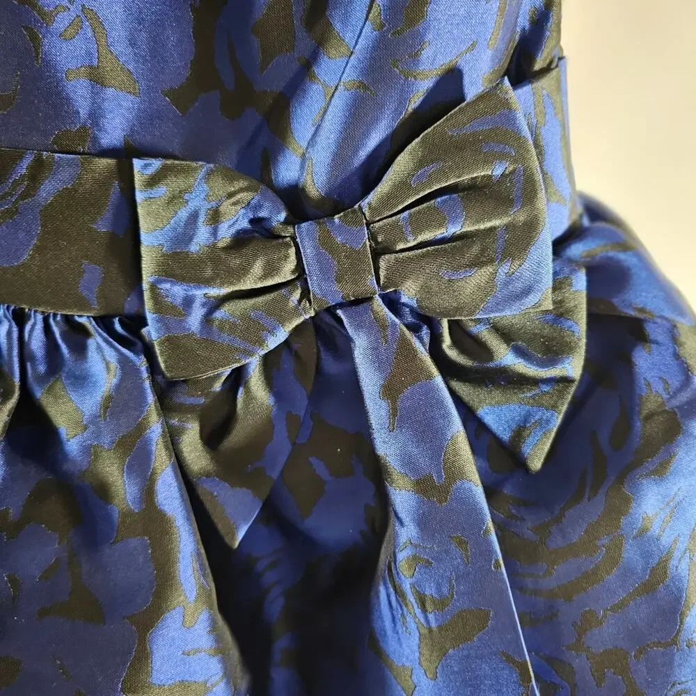 Gymboree Fancy Flowers Blue/ Black Lined Polyester Dress Little Girls 2T